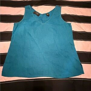 Dana Buchman Teal V-Neck Sleeveless Tank Top